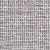 Woven fabric sample, gray and off-white, with subtle vertical ribbing and matte texture; “lago > wabi sabi (fabric c) > w07” text visible.