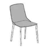 Dining chair, gray fabric upholstery, angled back with wood frame; light wood grain, metal accent, modern design – amida wood version d.