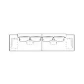 Altana sofa schematic, modular design, black lines on white, rectangular frame with cylindrical cushions, technical blueprint illustration.
