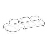 Pacific Outdoor Sectional, curved modular sofa, white upholstery, low profile, rectangular back cushions, horizontal seam detailing, studio rendering.