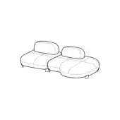 Pacific Outdoor Sectional line drawing, two-piece sofa with rounded forms, low profile, quilted seating, and square legs on white background.