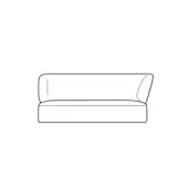 Londy sofa, black line drawing, rectangular form, right hand configuration, minimalist design, integrated base, size options C and D.