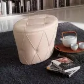 Distinguished Cattelan Italia Pinko ottoman crafted in beige synthetic leather with diamond stitching and quilted detail