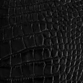 Black crocodile-embossed leather texture with a dense, repeating rectangular scale pattern and matte finish.