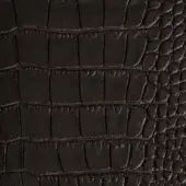Dark brown alligator-embossed leather texture with a repeating rectangular grid pattern and glossy finish, identified as Pinetti Florida Leather.