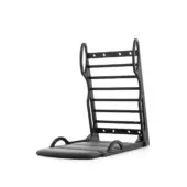 FlexiSpine posture corrector, black wood and cushioning, featuring a ladder-like frame with contoured back and seat supports.