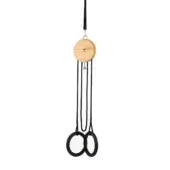 Gymnastic rings with oak wood top and black nylon straps suspended by a thick black rope against a white backdrop.