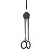 Gymnastic trainer with dark gray wood disc, black rope suspension, and three hanging straps with circular black gymnastic rings.