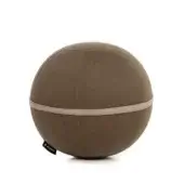NOHRD viva ball, brown fabric exercise seat with beige band, spherical shape, studio shot on white background.