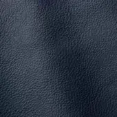 Dark blue leather texture with a granular, pebbled surface and matte finish, displaying natural pores and markings for a durable, refined look.