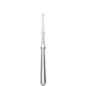 Silver lobster fork with polished finish, elongated handle, and sharply pointed V-shaped tines against a white backdrop.