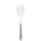 Serving fork with plexiglass bowl and silver-toned metal handle, elongated teardrop shape, glossy finish, studio lighting, Cassoni embossed.