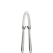 Silver nut cracker with slender handles and hinged design, featuring embossed “cini” text and polished metallic finish against a white backdrop.