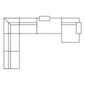 Atlantis sectional sofa schematic, black line drawing, L-shape configuration with rectangular modules and central ottoman element.