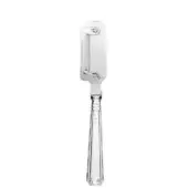 Stainless steel lemon peeler with rectangular blade, ribbed handle, and polished finish, centered on a white background.