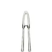 Stainless steel nut cracker with elongated arms and ridged scissor head, marked “ROX”, polished reflective finish, white background.
