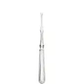Silver lobster fork with flared handle and heart-shaped end, four pointed tines, and subtle "ARGENTIUM" engraving on white background.
