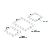 Thalia tray set, light gray metal, includes small, large rectangular and square trays with rounded borders and curved handles.