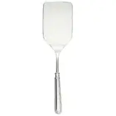 Silver lasagna server, rectangular blade, fluted handle, polished metal, studio product shot on white background.