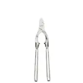 Silver champagne tongs with curved handles and serrated gripping jaws, centered on a white background, displaying a polished metal finish.