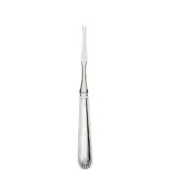 Silver lobster fork with fluted handle and three-pronged tines, studio shot against a white backdrop, displaying ornate floral detailing.