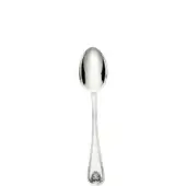 Silver fruit spoon, polished sterling silver, elongated oval bowl with acanthus leaf handle detail.