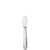 Silver parmesan knife with floral handle, polished sheen, and triangular blade stamped with “INCA”, hallmark detail visible.