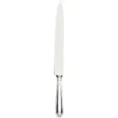 Carving knife with stainless steel blade, curved profile, and floral-etched handle, studio product shot.