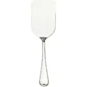 Silver lasagna server, rectangular blade, curved handle, polished metal, classic design, white background, diffused lighting.