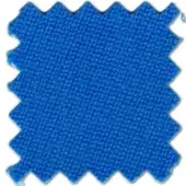 Simonis 860 tournament blue fabric sample with a repeating zigzag edge, displaying a dense weave and smooth matte finish.