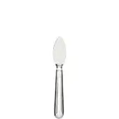 Stainless steel parmesan knife, teardrop blade, polished finish, “ROCHEFORT” etched detail, elongated handle, minimalist design, bright metallic sheen.