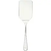 Stainless steel lasagna server, rectangular blade, teardrop handle, polished finish, simple design, white background, functional tableware.