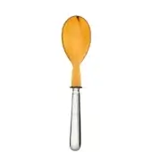 Serving spoon with natural horn bowl and polished silver handle, featuring an elongated oval shape and sleek, tapered design.