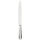 Carving knife, polished silver-tone, slender blade with curved tip and grooved cylindrical handle, “IVOR” brand stamped along length.
