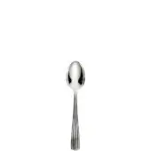 Silver teaspoon with oval bowl and fluted handle, polished metallic finish, centered on a white background, even lighting.