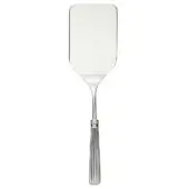 Silver lasagna server with rectangular blade and fluted handle, studio shot on white background, polished metal finish.