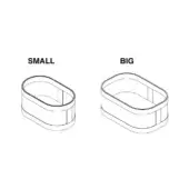 Penelope towel basket set line drawings, oval shape, woven texture, small and big sizes, black lines on white background.