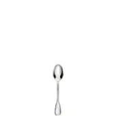 Silver coffee spoon with oval bowl and slender, teardrop handle, displayed on a white background with polished metallic sheen.