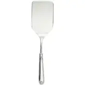 Silver lasagna server, rectangular blade, fluted handle, fan finial, polished silver plating, white background, even lighting.