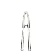 Silver nut cracker with hinged handles and shell-shaped head, featuring embossed “SOLI” text and a polished metallic finish.