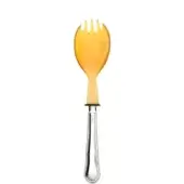 Serving fork with natural horn head and polished silver handle, featuring four rounded tines and curved decorative design.