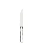 Steak knife, stainless steel, curved blade with serrations, silver finish, slender handle with ridging, SOLINGEN and ZWILLING J.A. HENCKELS etched.