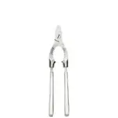 Silver champagne tongs with polished finish, slender handles, and toothed grips, featuring a circular “D” logo indentation.