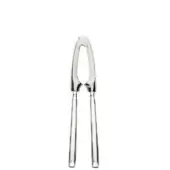 Nut cracker, silver-toned stainless steel, with curved arms and serrated head, featuring embossed “HOX” branding and polished reflective finish.