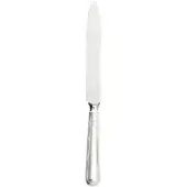 Stainless steel table knife with curved blade, ribbed cylindrical handle, and flared base, featuring subtle “Zafferano” etching.