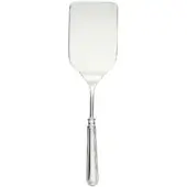 Silver lasagna server, polished rectangular blade, fluted handle with heart-shaped detail, Godinger brand marking, studio product shot.