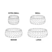 Woven baskets, line drawing, circular shape, concentric pattern, size progression, white background, Alicante basket set, extra-small to large.