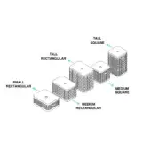 Demetra basket set, woven texture, six baskets in rectangular and square shapes, light beige color, white background product layout.