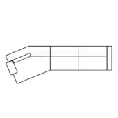 Architectural floor plan with rectilinear layout, black lines on white background, depicting eight rooms and angled entryway section.