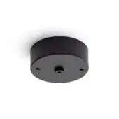 Black cylindrical canopy with matte finish, featuring three holes and central threaded opening, studio shot on white background.